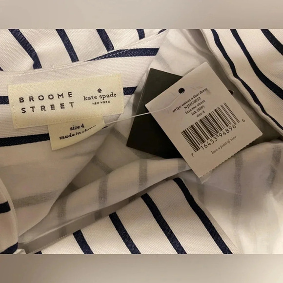 NWT Kate Spade Broom Street Stripe Cotton A-Line Sleeveless Dress - Picture 7 of 12